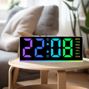 XMSJ | USB Powered RGB Digital Table Alarm Clock with 13Colors Mood Light Week 2 Alarm Snooze Clock 4 Level Brightness 12/24H LED Clock