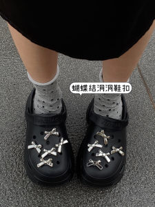 Thời Trang Sành Điệu Bạc Nút Bướm Khóa Giày Có Thể Tháo Rời Lỗ Giày Khóa Hoa Thời Trang Đồ Trang Trí Dải Mịn