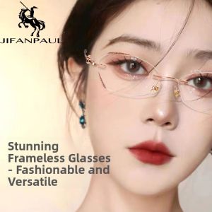 Rimless Lightweight Anti-blue Light Presbyopia Glasses For Women