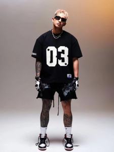 American Retro Waffle Jersey Mens Summer Fashion Brand Letters Printed Breathable Quick-Drying Sports Fitness Plus Size Short Sleeve