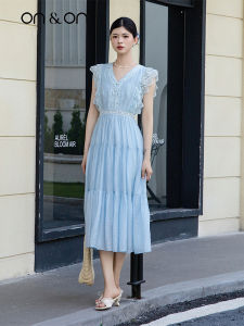 ON&ON | V-Neck Lace Spliced Waist-Cinching Younger-looking Dress