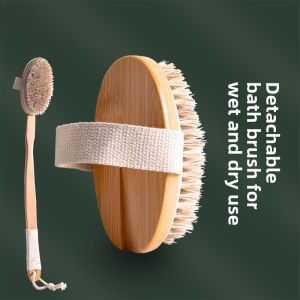 Long Handle Bath Brush Body Scrubbing Tool Dry Brushing Fat Removal Bristle Pigment Bathing Brush for Personal Hygiene