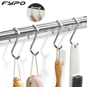 Fypo Stainless steel hooks Door back hangers  Adhesive free Hooks Cabinet door back S shape  metal hanger organizer