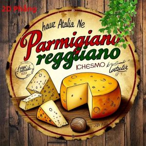 CIFbuy | Phô Mai Parmigiano Reggiano Cổ Điển Ý Biển Hiệu Thiếc Kích Thước 20.32x20.32 Cm Trang Trí Tường Bằng Sắt Mộc Mạc Tấm Kim Loại Phẳng Cho Nhà Bếp