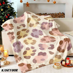 Beast Kingdom | Pastel Watercolor Leopard Winter Summer Flannel Blanket Throw Fleece Soft Fuzzy Plush Cozy Fleece Blankets for Sofa Ideal Gifts