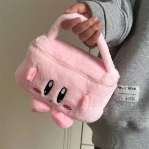 Takara Tomy | Kirby Large Capacity Plush Makeup Bag Large Capacity Cute Pink Portable Storage Cosmetic Bag Handbag Creative Birthday Gifts
