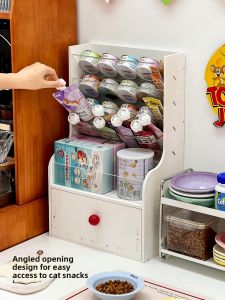 Large Capacity Pet Cat Dog Food Storage Box with Drawer Desktop Organizer for Snacks Cans Dustproof Storage Box for Cats And Dogs