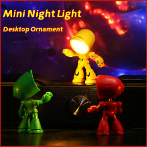 Mini cartoon LED night light cute hero desk light adjustable rotating angle night light desktop decoration bedside bedroom desk light childrens and boys holiday gifts