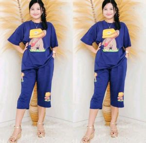 LUVLUVSHOP Stelan One Set Celana 7/8 Motif Super Lucu Katun Kombed 30s
