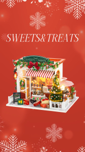 Emerie Yara DIY Miniature Dollhouse Kit - Sweets & Treats - w/ LED Lights Music Box Dust Cover - Hobby | Craft | Gifts