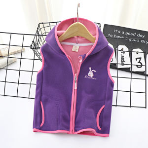 Girl Fleece Vest Outwear Heattech Kids Polar Fleece Waistcoat Spring and Autumn Clothes Baby Hooded Vest Girl Vest
