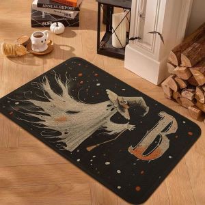 VIKAMA Boo Ghost Pumpkin Halloween Doormat Non-Slip and Durable Entryway Rug Porch Decorative Mat Halloween Home Decor