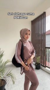 pakaian olahraga wanita - setelan training set rok lis warna outer style set legging sport yoga senam gym fittnes zumba tenis bersepeda - Atlana set olahraga wanita terbaru 2025