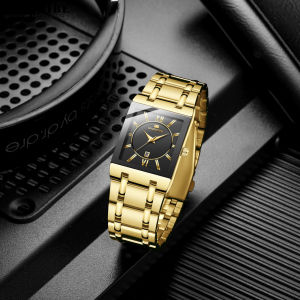 ELF TRIBE Square Mens Steel Strap Watch Business Calendar Quartz Waterproof Wristwatch