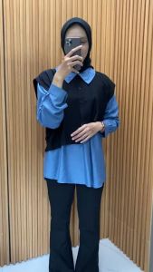 Atasan Wanita Blouse Vest Tali Samping Polo Linen Kanaya