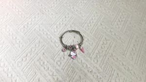 Sanrio | Cute Hello Kitty Charm Bangle Zinc Alloy with Ice Cream & Donut Charms Adjustable Silver Wire Bracelet for Girls