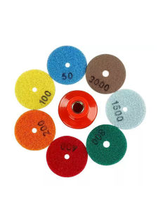 4PCS 3Inch 4Inch 4 Steps Flexible Diamond Polishing Pads Abrasive Dry Grinding Discs For Granite Marble Stone Countertop Tiles