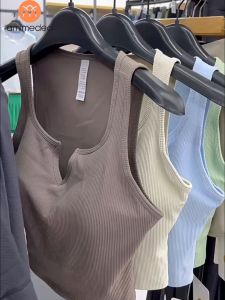 Áo Ba Lỗ Croptop Nữ Cổ Chữ V AMI MEDEA-Có Sẵn Mút Ngực Phù Hợp GymYoga Pickleball Tennis WX1508