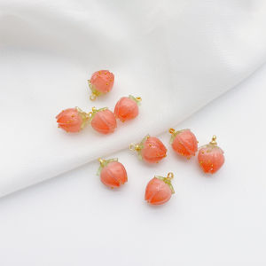 Handmade DIY Resin Strawberry Flower Bud Pendants Jewelry Making Accessories Earring Bracelet Necklace Material Kit Style Girl