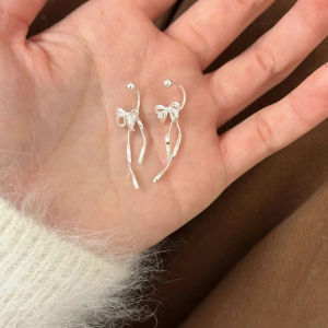 French Style Butterfly Knot Sash Earrings Elegant Atmosphere Designer New Arrival Fashionable Jewelry Accessories