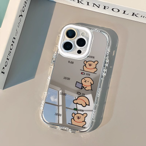 Suitable for Iphone15promax Phone Case INS Creative Minimalist Apple 14pro Puppy Mirror 13pro Cute 12 Internet Hot New 11 All-Inclusive XS/XR Couple Men and Women 7/8Plus Set