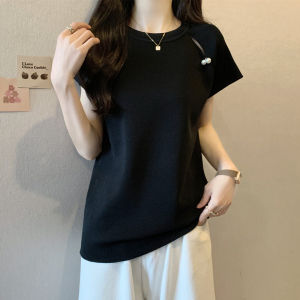 Plus Size Ladies Summer New Arrival Loose Flying Sleeves Short Sleeve T-shirt Plus Size Niche Style Chic Design Ice Silk Shirt Tops Women