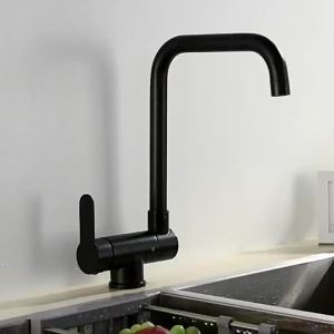 Black stainless steel kitchen faucet lead-free folding mixer 360 degree rotating single handle nickel kitchen sink outlet