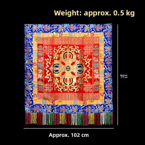 ZANGCUN | Handmade Tibetan Silk Embroidered Crossed Vajra Tablecloth