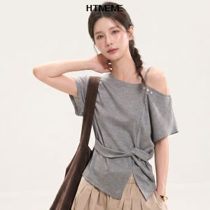 HTMEME | Áo Thun Nữ Elegante Dây Quấn Không Đều Không T Tay