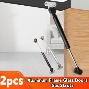 2pcs Aluminum Frame Glass Door Gas Struts Furniture Hinge Kitchen Cabinet Door Lift Pneumatic Support Hydraulic Gas Spring Stay