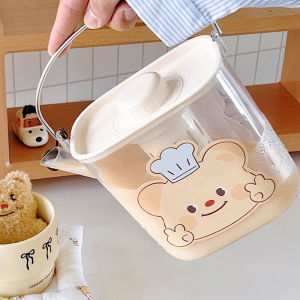 Butter Bear Satchel Cold Water Bottle with Scale Summer Picnic Fruit Tea Lemon Cold Water Bottle with Tea Infuser Teapot