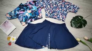 Bikini bộ đồ bơi nữ 2 mảnh áo crop ngắn tay quần giả váy nhiều màu freesize Bin Sports BHV177