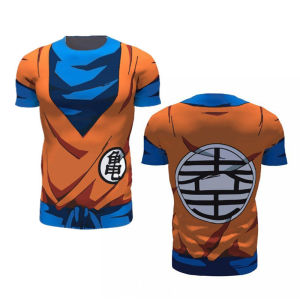 Bandai | Anime Dragon Ball Armor Short-sleeved Loose T-shirt Goku Cos Printed Mens Half-sleeved Top Casual and Quick-drying Trend