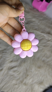 3D Printed Pink Flower Fidget Clicker Toy Keychain