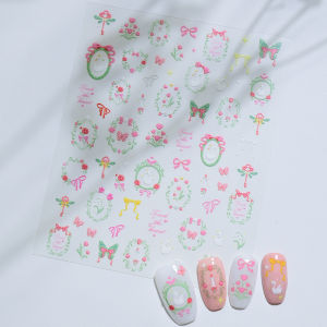 1Pcs 5D Purple Flower Nail Art Stickers Exquisite Wildflowers Adhesive Nail Decals Florals Pattern Embossed Nail Art Decorations