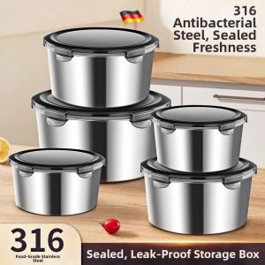 NAIFUNA | Food Grade Stainless Steel Round Sealed Fresh-keeping Box