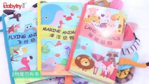 Baby Cloth Books Tails book Touch & Feel Crinkle Soft Books Infants Toddler Early Educational Interactive Stroller