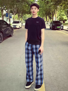 OUMULONG | Check Pattern Casual Pants