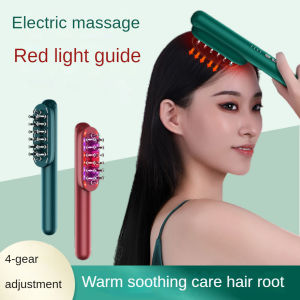 RF Laser Hair Growth Electric Massage Comb EMS Micro Current Scalp Applicator Anti Hair Loss LED Color Light Hot Compress Hair Brush Head Massager