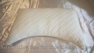 Curved Pillow Case Side Sleeper Pillowcase Champange Satin Pillowcase Cover with Zipper Breathable Soft Pillowcase Queen Size 20 x 30 Inches