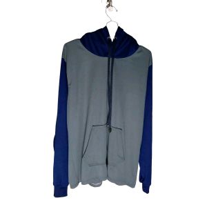 Hoodie Jumper Cowok Cewek Kombinasi Warna Abu-abu Muda dan Biru Navy ALL Size Bahan TC/PE