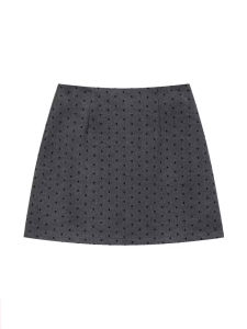 Red New Year Butterfly Knot Knitted Open Cardigan Polka Dot High Waist A-Line Mini Skirt Set Slimming Two-Piece Fashion Ensemble