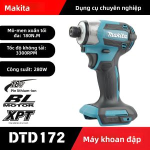 Makita DTD172 1/4inch Máy Điều Khiển Tác Động Điện Không Dây Không Chổi Than 180N.m Mô-men Xoắn Tối Đa 20V Dụng Cụ Điện Tự Làm Tại Nhà Với Tốc Độ Không Tải 3600 Vòng/phút
