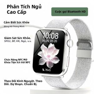 Đồng Hồ Thông Minh NFC Mới Năm 2025 Dành Cho Nữ Màn Hình AMOLED HD 1.85 Inch Đo Huyết Áp Nhịp Tim Gọi Bluetooth Theo Dõi Sức Khỏe Cho Android & iOS