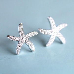 Huitan Beautiful Starfish Ear-ring Women Simple Stylish Accessories Party Daily Wear Delicate Female Stud Earring Luxury Jewelry