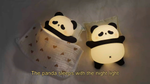 panda led night light touch sensor usb rechargeable cartoon silicone animal lamp bedside table light 可充电熊猫睡眠灯USB充电