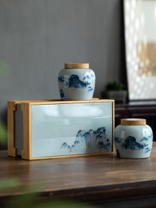 Lidai High-End Bamboo Box Ceramic Tea Leaf Packaging Box Empty Gift Box Dragon Well Tea Green Tea Jiang Packaging