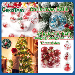 GD Christmas 34Pcs/Set Christmas Ball 4cm/6cm/8cm Christmas Tree Ornament Pendant Christmas Decor New Year Gift