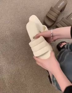 6CM  Womens Korean Version Fairy Style Thick Heel Flods Wear One-Line Sandals Korean sandals high quality