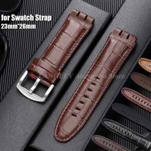 23mm Genuine Calfskin Leather Watchband For Swatch IRONY YOS440 449 448 401G Watch Strap Men Women Sport Bamboo Pattern Bracelet